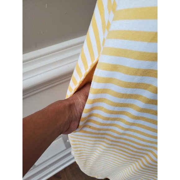 Time And Tru Yellow White Striped Round Neck Sleeveless Knee Length Dress XL - Picture 9 of 13